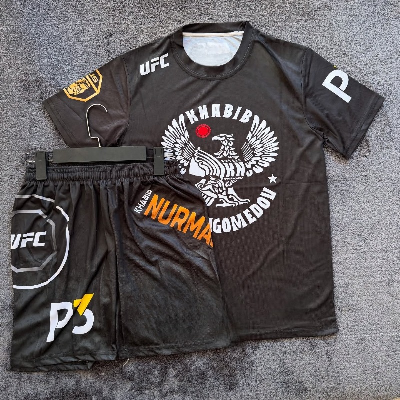 Set da Allenamento UFC Khabib Nurmagomedov 229 Top Fighters, Maglietta e Pantaloncini da Combattimento, Asciugatura Rapida 2026, per Corsa, Lotta, Jujutsu ﻿ ﻿