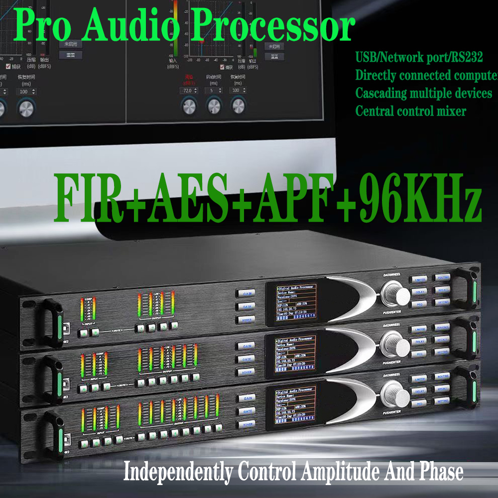 Professional Digital Audio Processor With FIR AES Out Speaker Management System 2/3/4In 4/6/8Out 96K 32Bit DSP Sound Processador