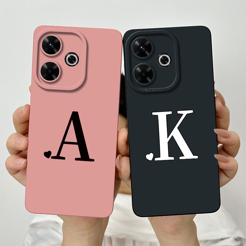 Чехол для Xiaomi Redmi 13 5G, чехол для телефона Xiaomi Poco M6 4G, чехол с милыми буквами, противоударный мягкий силиконовый чехол на заднюю панель