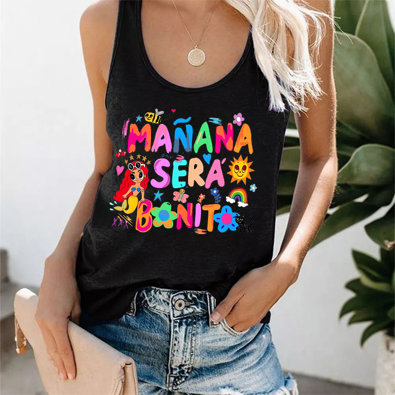 Kamizelka T-shirt Manana Sera Bonito Bichota Karol G T Shirt Women Tank Top Woman Graphic T Shirts O Neck Tee Trendy Clothing
