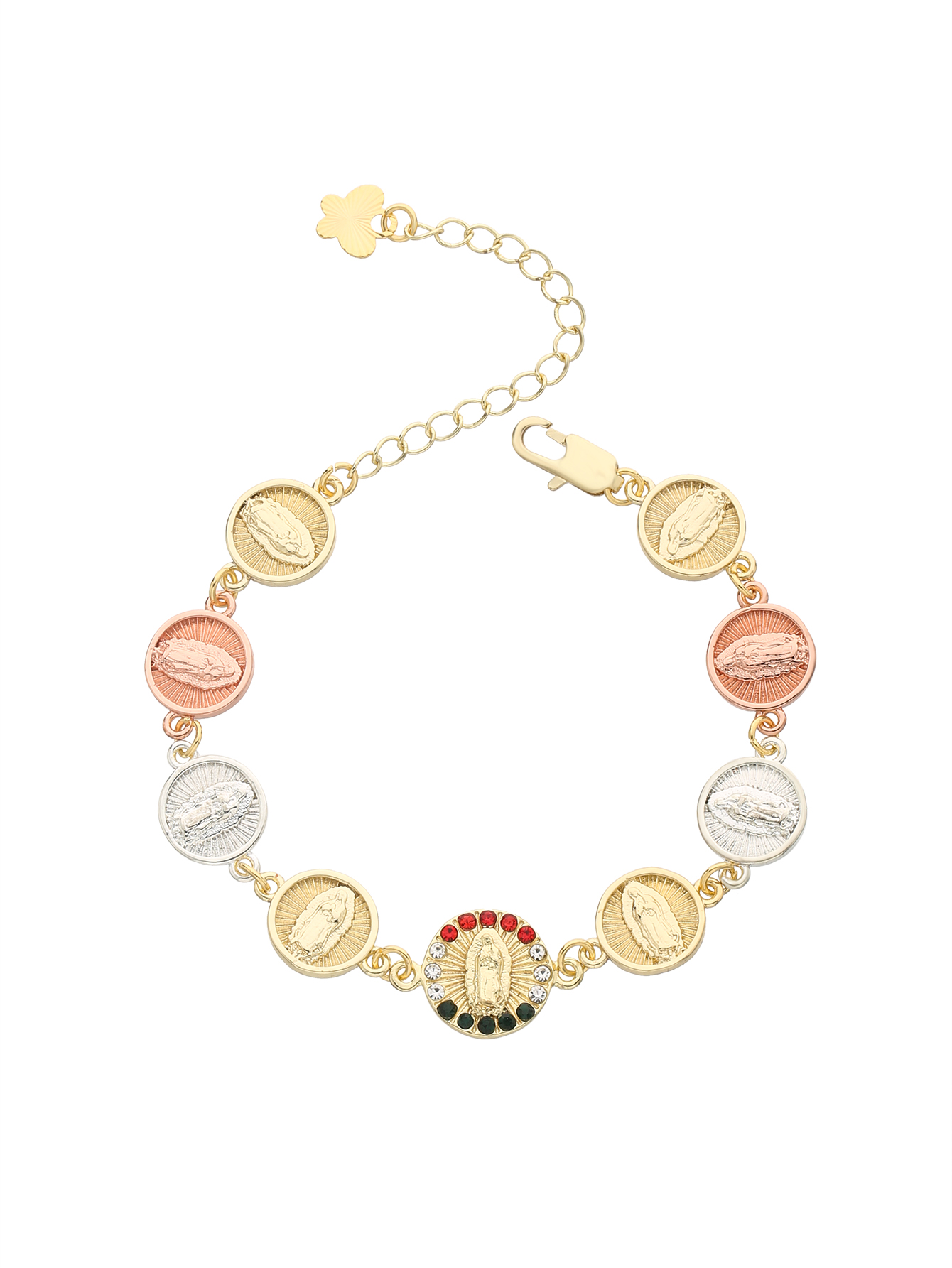 FanSibao Pulsera ajustable con incrustaciones de circonita, pulsera religiosa clásica de la Virgen María, joyería de moda para hombres y mujeres, regalo