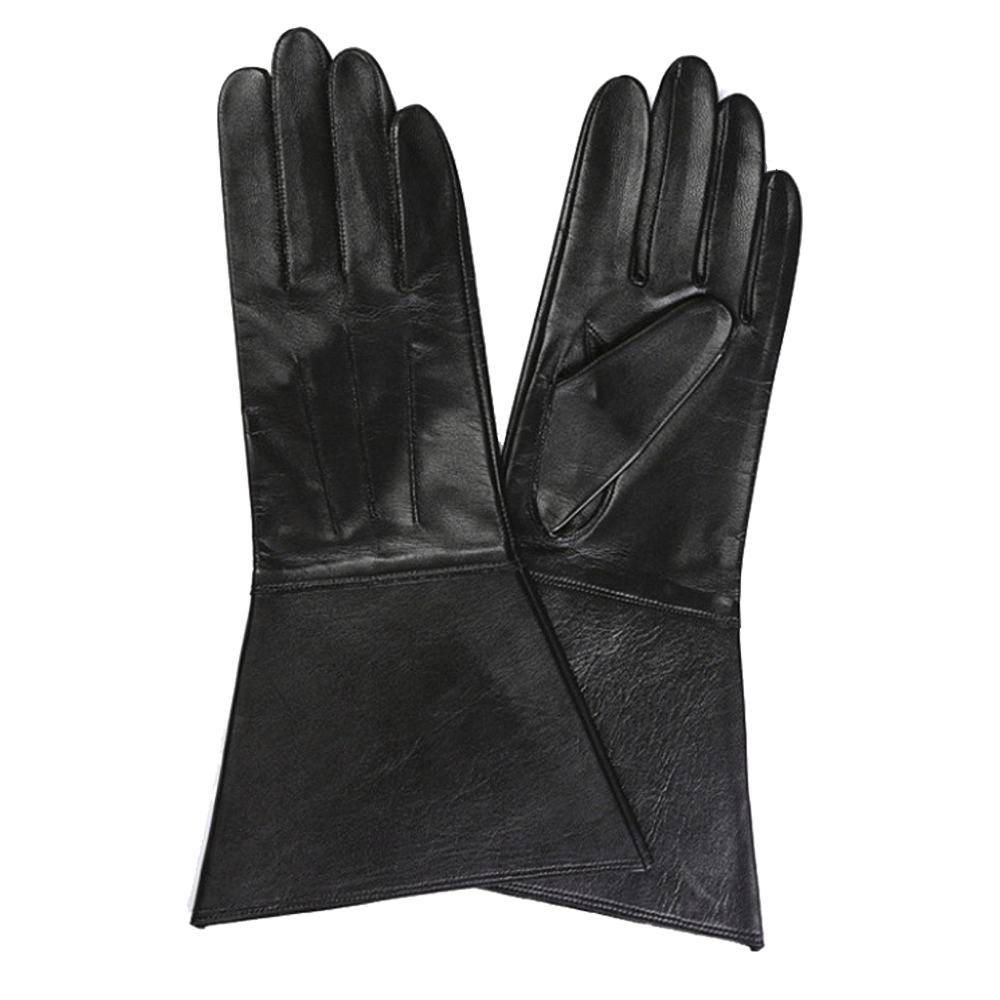 35CM Mens Leather gloves Touch Screen Double Cuff Luxury Unlined Genuine Leather Tight Long Driving Riding Moto Gloves