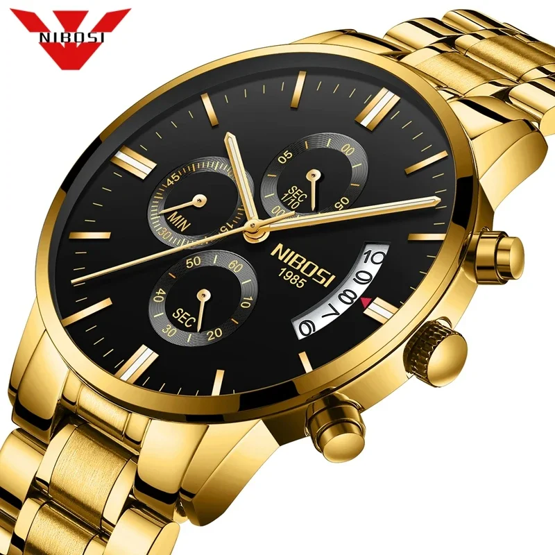 Relojes NIBOSI para hombre, marca superior de lujo, reloj Masculino, reloj de vestir informal a la moda para hombre famoso, relojes de pulsera militares de cuarzo Saat