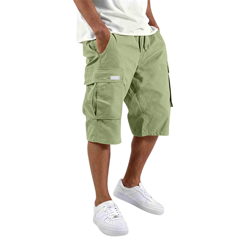 2026 NOVO Calções Masculinos Soltos Retos Casuais com Vários Bolsos, Shorts Cargo Esportivos de Verão com Cordão de Cinco Polegadas