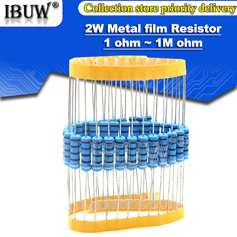20Pcs 2W Metal Film Weerstand 1% 1R ~ 1M 2.2R 4.7R 10R 22R 47R 100R 220R 470R 1K 10K 100K 2.2 4.7 10 22 47 100 220 470 Ohm
