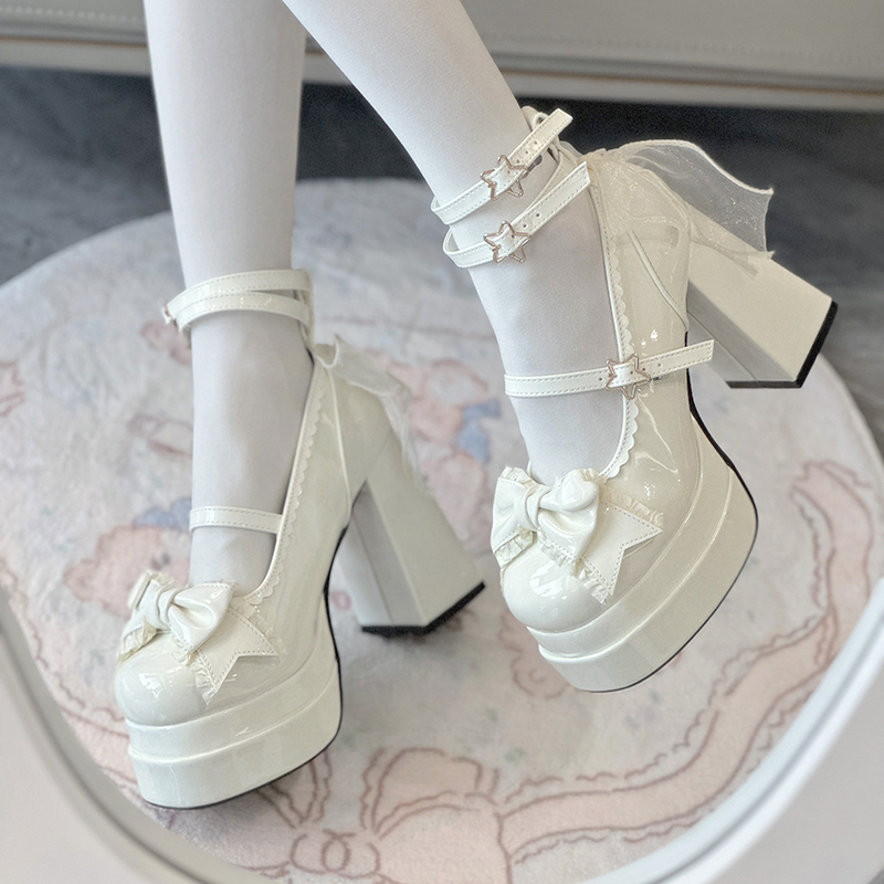 Platform Hoge Hak Vrouwen Lolita Schoenen Mode Ondiepe Vlinderknoop Schoenen Dames Feestjurk Cross Strap Pumps Schoenen