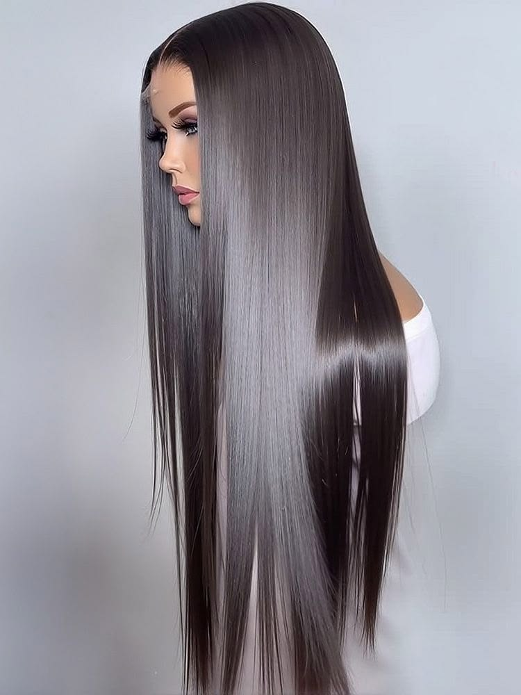 Lace Front Wigs Human Hair 42 Inch 12A Virgin Straight Human Hair Wig 200 Density Soft 13x6 Lace Front Wigs Human Hair Pre Plucked Invisilbe Hairline Glueless HD Frontal Wig Natural Black
