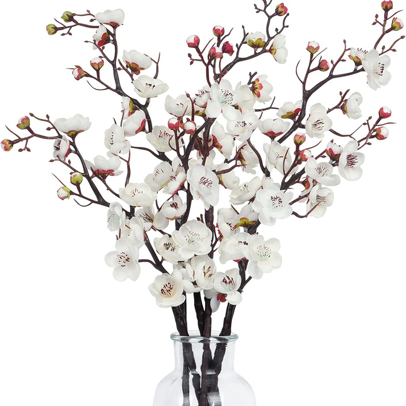 1 unidad de flores artificiales, flor de ciruelo de primavera, rama de melocotón, flores de seda, decoración para fiesta de boda, accesorios de coronas de Navidad
