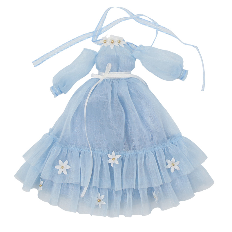 DBS dress for Blyth Doll ICY Licca Outfit Blue Dress Flower Suit Wedding Dress Lace Anime Doll Clothes