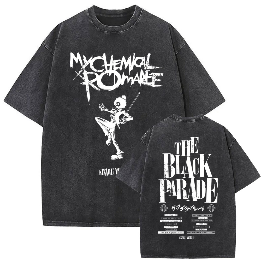 Випраная винтажная рок-группа My Chemical Romance The Black Parade Tour 2025 Футболка Мужчины Женщины Мода Панк Эмо Негабаритные футболки