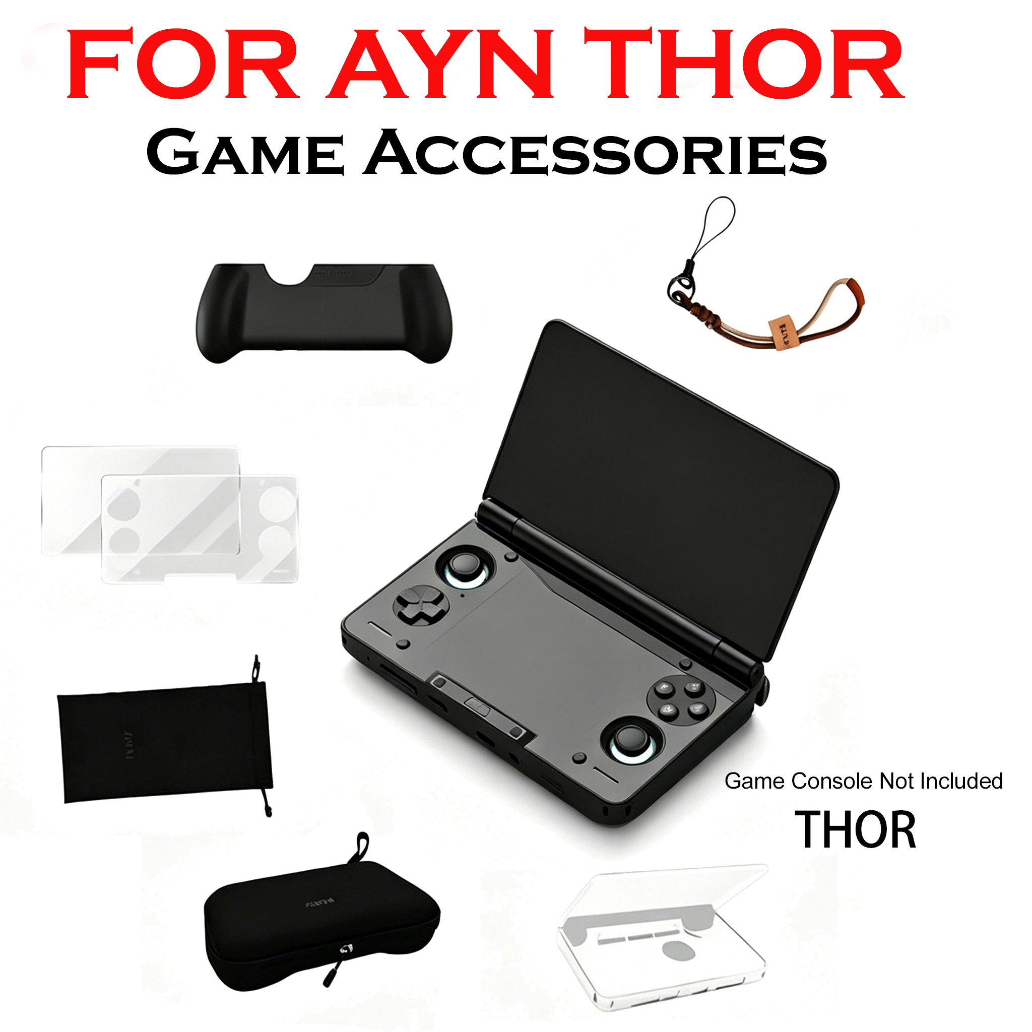 AYN THOR Dual Screen Flip Up Handheld Device Gaming Accessories Protective Case Storage Bag Lanyard Soft Bag For AYN THOR Custom