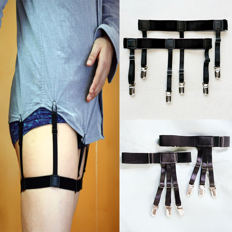 2 pçs suspensórios para camisa titular cinta cabides para homens mulher calças suspensórios cintas tático meia cinto db05