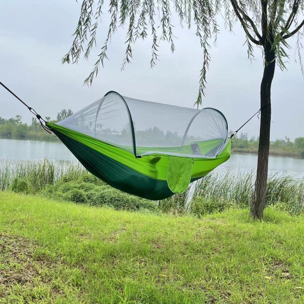 Hamaca para acampar al aire libre, tela de paracaídas de alta resistencia con mosquitera, hamacas colgantes ligeras, red para cama colgante de 250x120cm