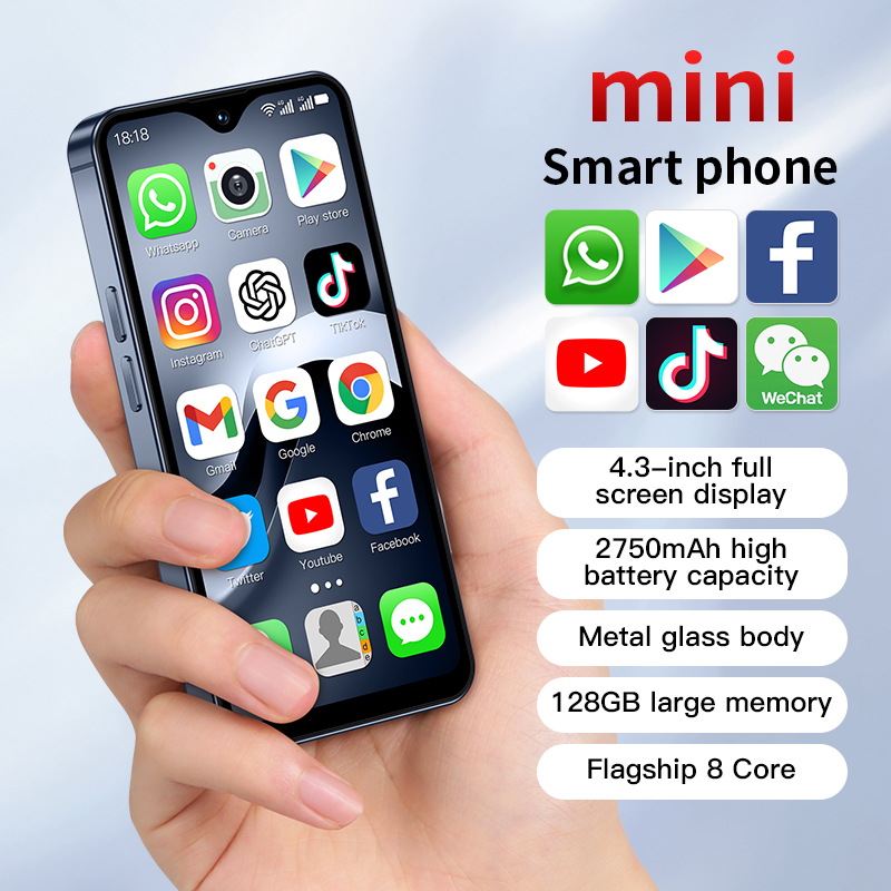 SOYES F9 Max 4G Mini Smartphone 4,3 pulgadas Android 12 octa-core 6GB + 128GB teléfono 2750mAh tipo C OTG teléfono pequeño identificación facial WhatsApp BT
