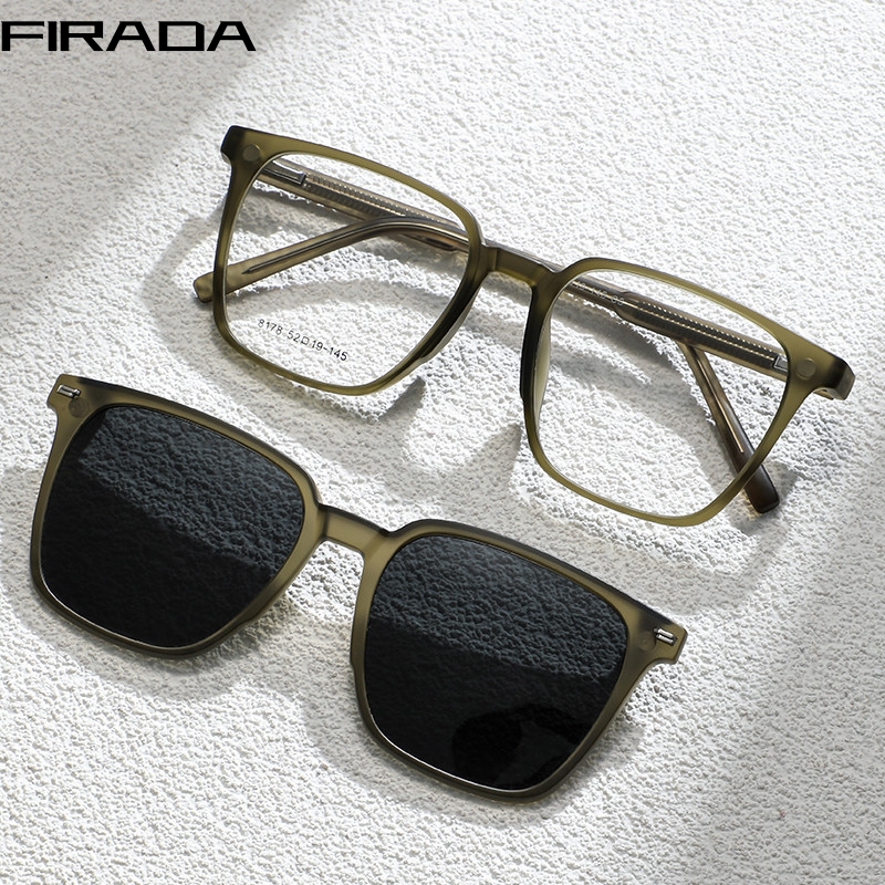 FIRADA Fashion wygodne okulary magnetyczne Retro kwadratowe okulary z polaryzacją oprawki do okularów korekcyjnych dla kobiet mężczyzn 8178-C