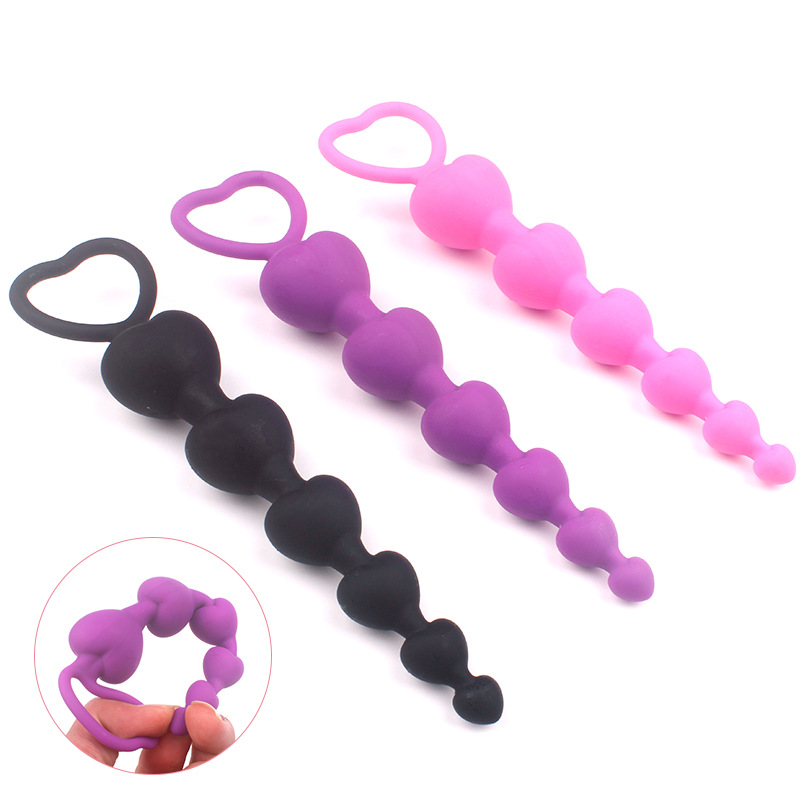 2022 Nuovo Cuore perline Morbido Anal Plug ano Giocattoli Palline di Silicone G-Spot Stimolante Butt Plug Per Adulti Del Sesso Coppia Sexy