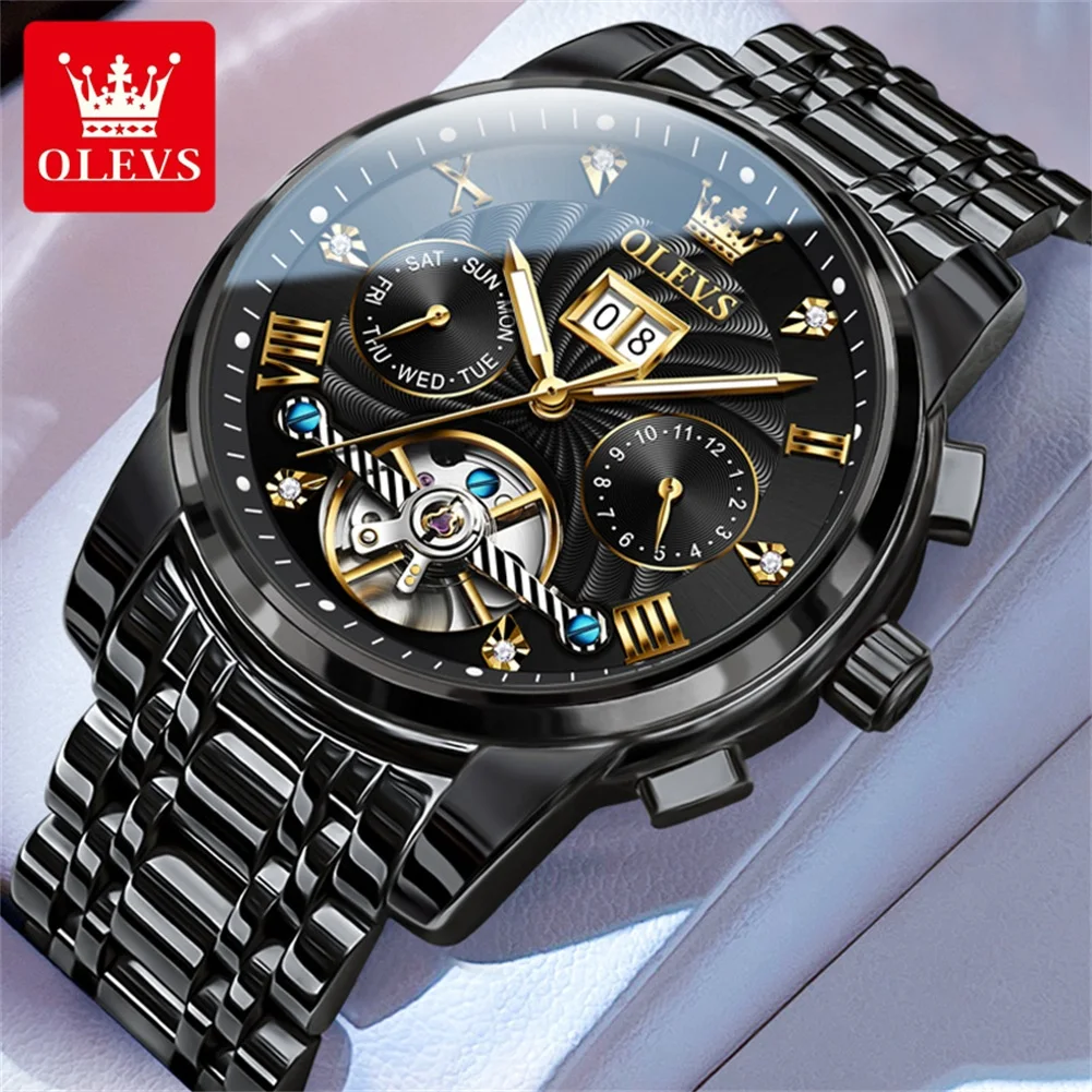 OLEVS classique hommes montres Tourbillon multi-fonction entièrement automatique hommes montre haut de gamme hommes montres