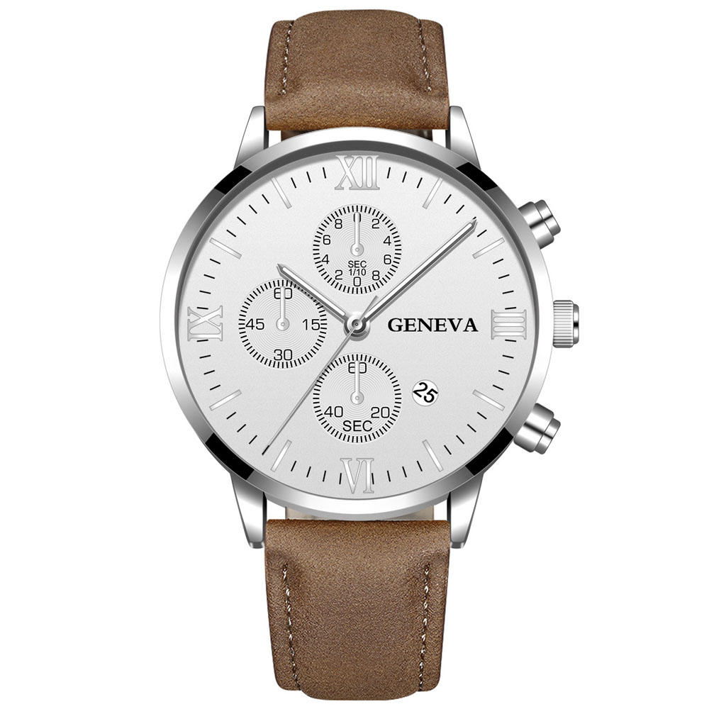 Ginevra Moda Uomo Data Cassa in lega Orologio sportivo analogico al quarzo in pelle sintetica Orologio maschile Top Brand di lusso Relogio Masculino