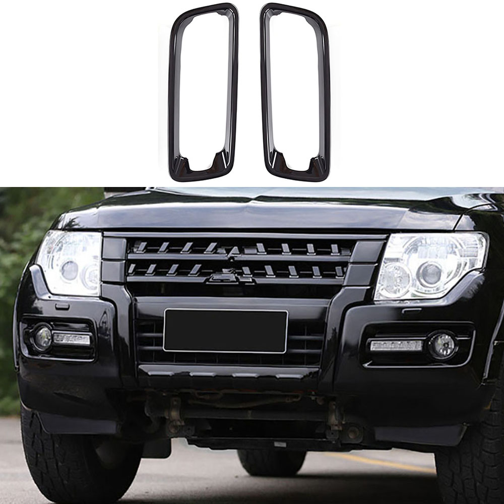 Cubierta de lámpara antiniebla de ABS para coche MITSUBISHI, Panel protector de luz antiniebla delantera, color negro brillante, partes de 4x4 modificadas, para PAJERO 2007-2021