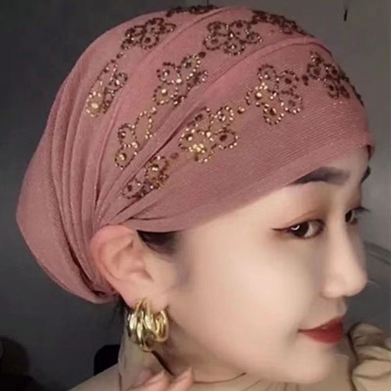 Gorros de turbante con diamantes de verano para mujer, gorro elástico para la cabeza, hiyab musulmán, turbantes, pañuelo para la cabeza para mujer, sombrero para quimio