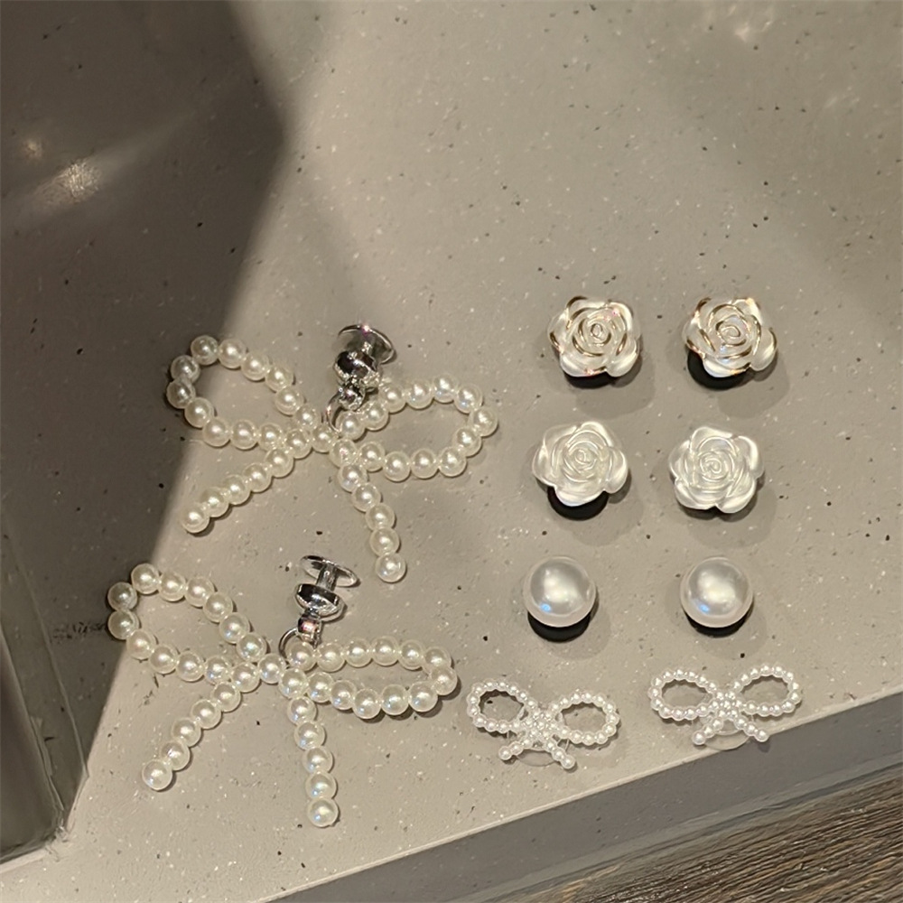 New Pearl bow Shoe Charms Set Pearl Flower Advanced Shoe Decorations DIY Detachable buckle Shoes accessories