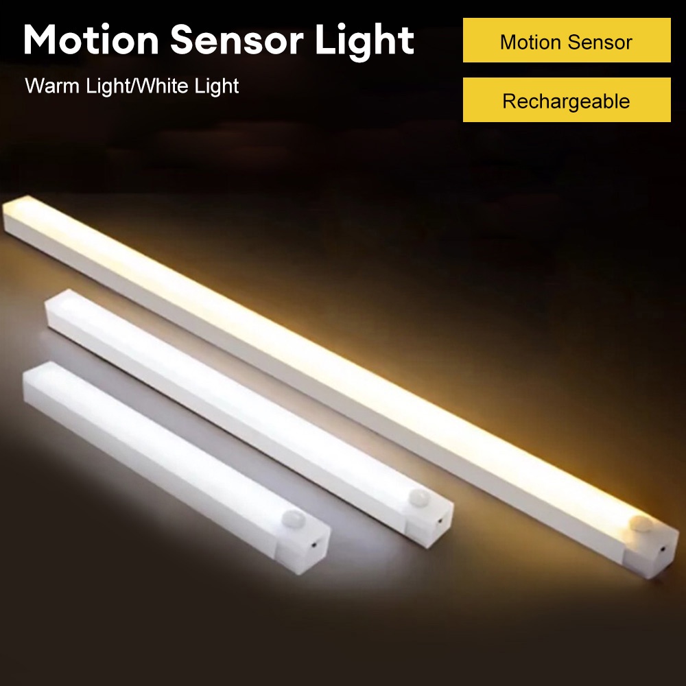Barra de luz led sensor movimento luz noturna sem fio sob luzes do armário para armário cozinha armário iluminação armário luz