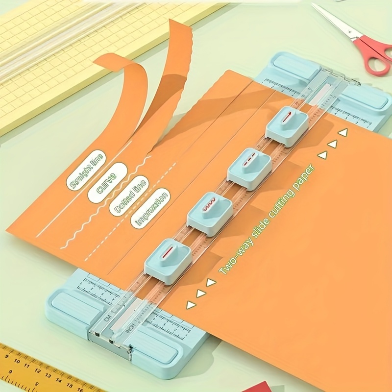 1 Stück manueller 4-in-1 bidirektionaler Papierschneider mit 4 Klingen – tragbares Büro, Schule, Heimgebrauch, Präzisionsschneidewerkzeug