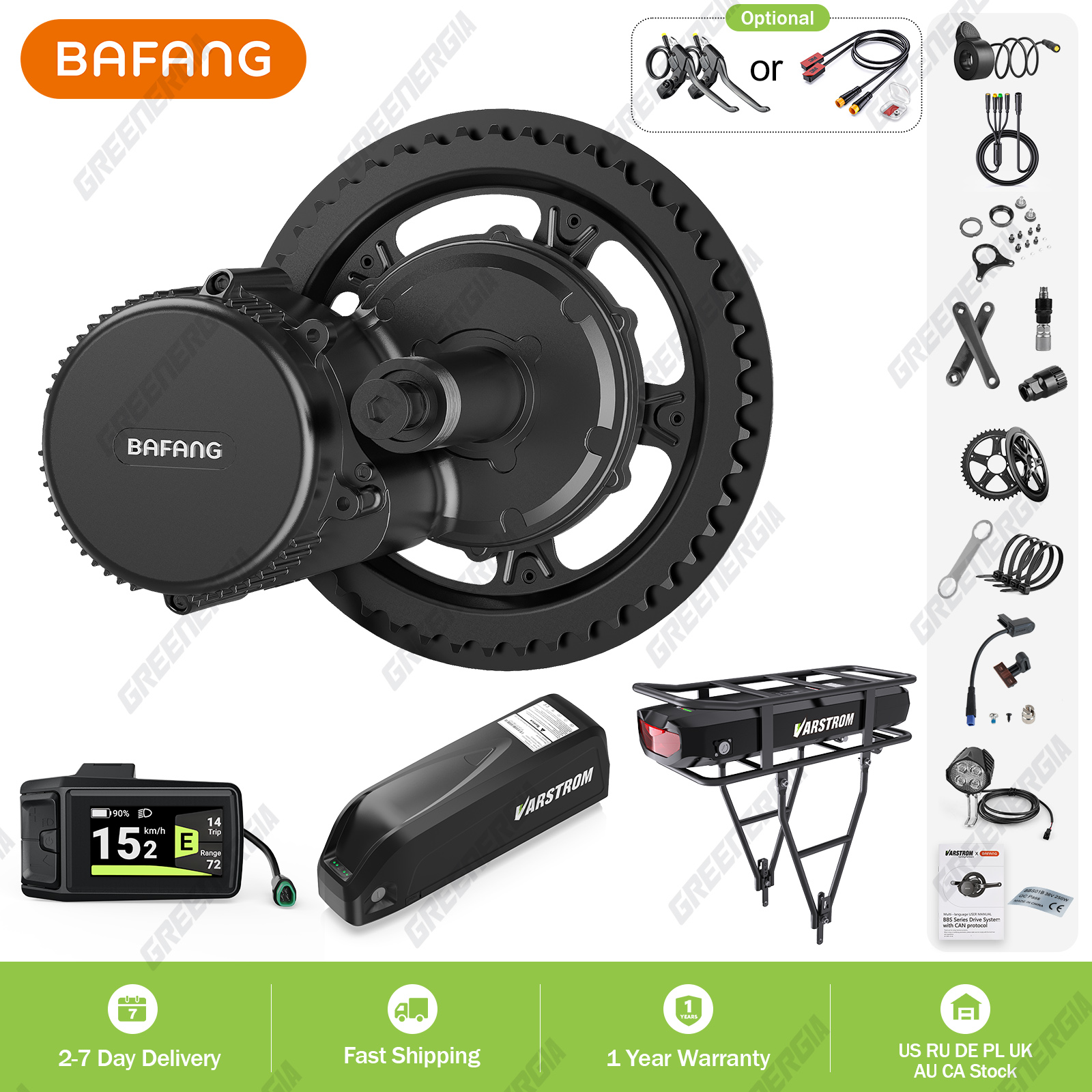Bafang pode 48v 500w motor sem escova mid drive ebike motor bbs02b bbs02 kits de conversão de bicicleta elétrica 20ah bateria de lítio