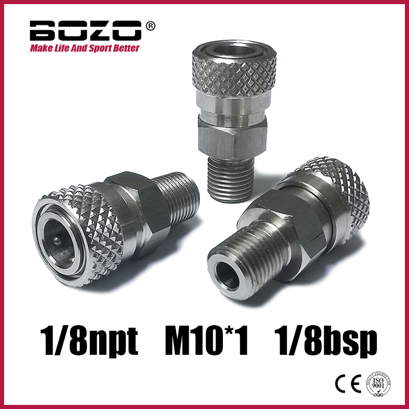 HPA Air Aço Inoxidável 8mm Feminino Adaptador de Carregamento de Desconexão Rápida Alta Pressão 1/8BSPP 1/8NPT M10 * 1