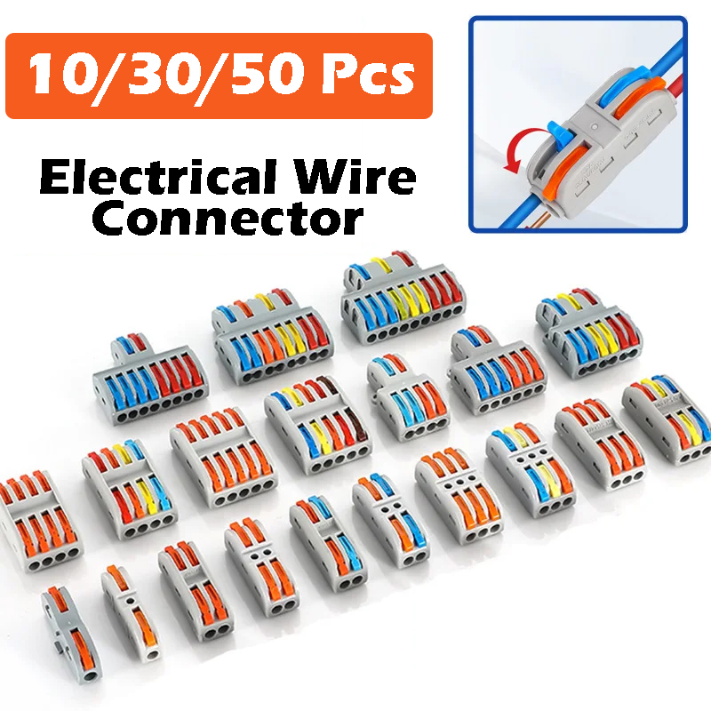 Conector de Cable eléctrico de 1 entrada y salida múltiple, bloque de terminales, conectores de Cable de cableado rápido universales para conexión de Cable