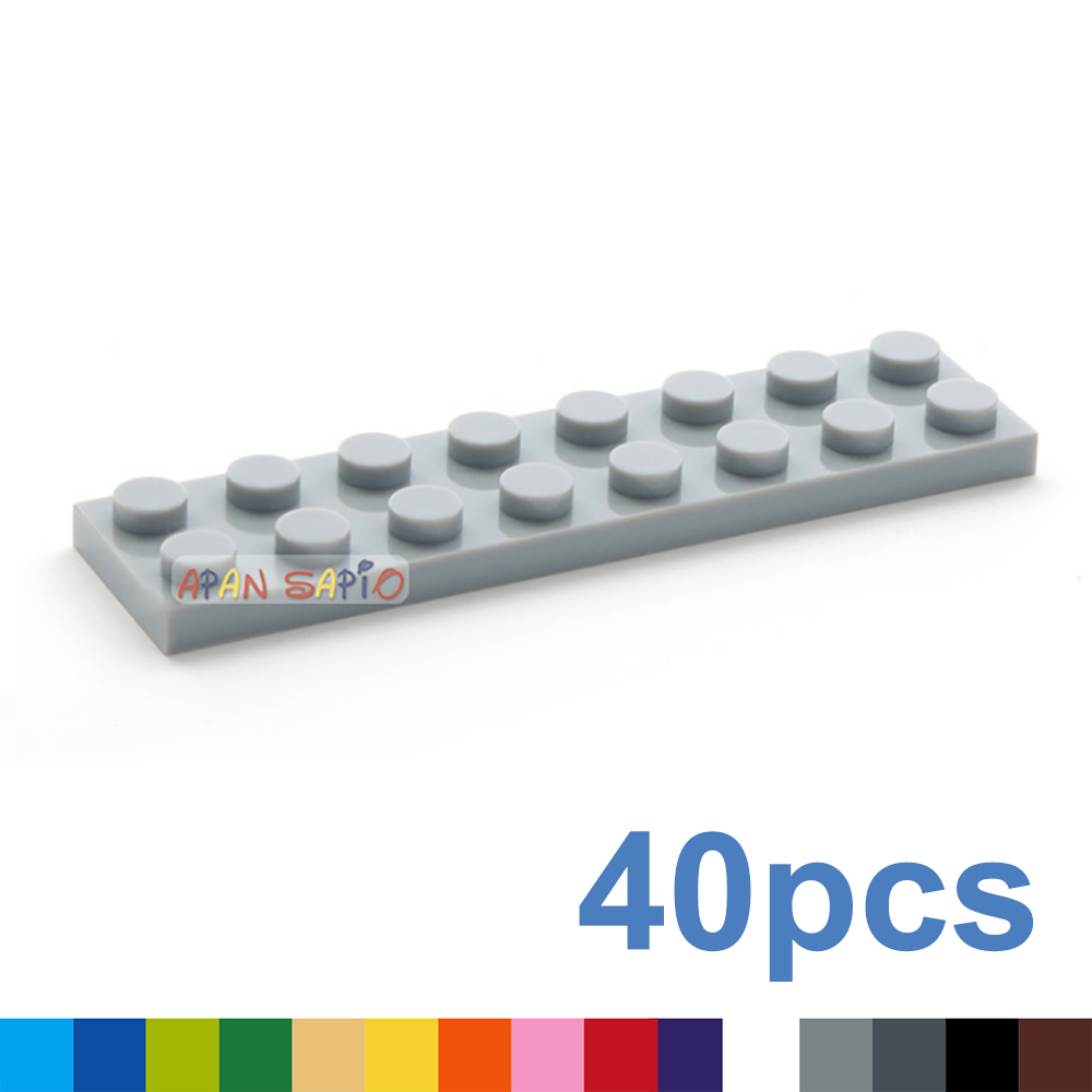40 Uds DIY bloques de construcción figuras delgadas ladrillos 2x8 puntos 13 colores tamaño creativo educativo Compatible con 3034 juguetes para niños