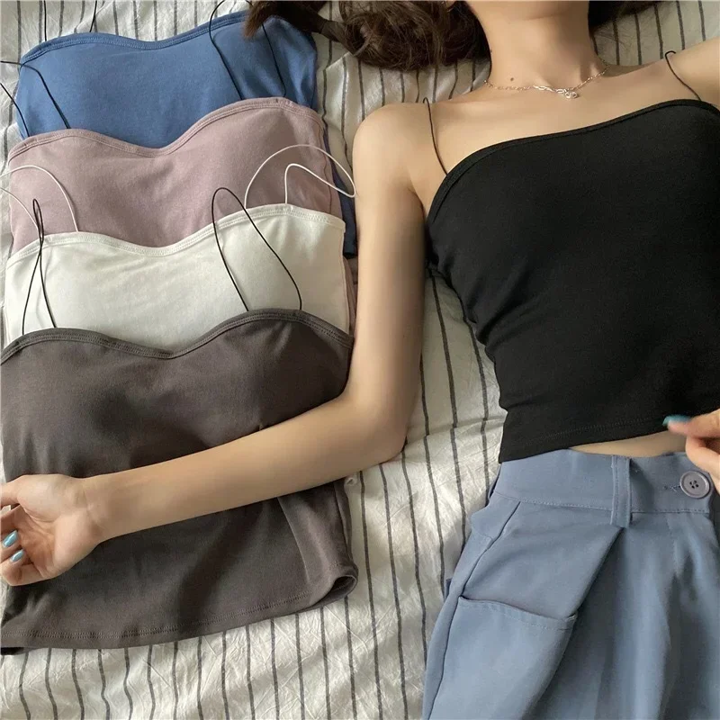 Frauen Sommer Weste Tops Ärmellose Baumwolle Bustier Weiche Elastische Waschbar Tragen-beständig Bh Weste Crop Top Nahtlose Bralette Tees