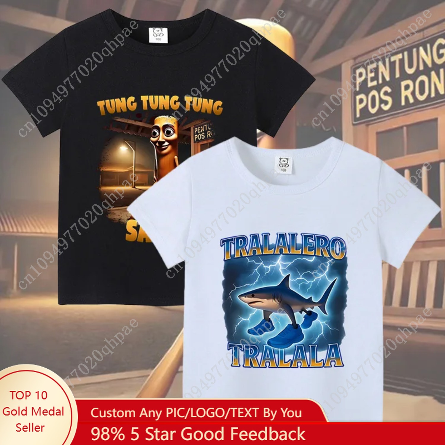 シリーズ Brainrot italienne vêtements d'été à manches courtes chaud AI animaux enfant T-shirt respirant mignon garçons filles Base
