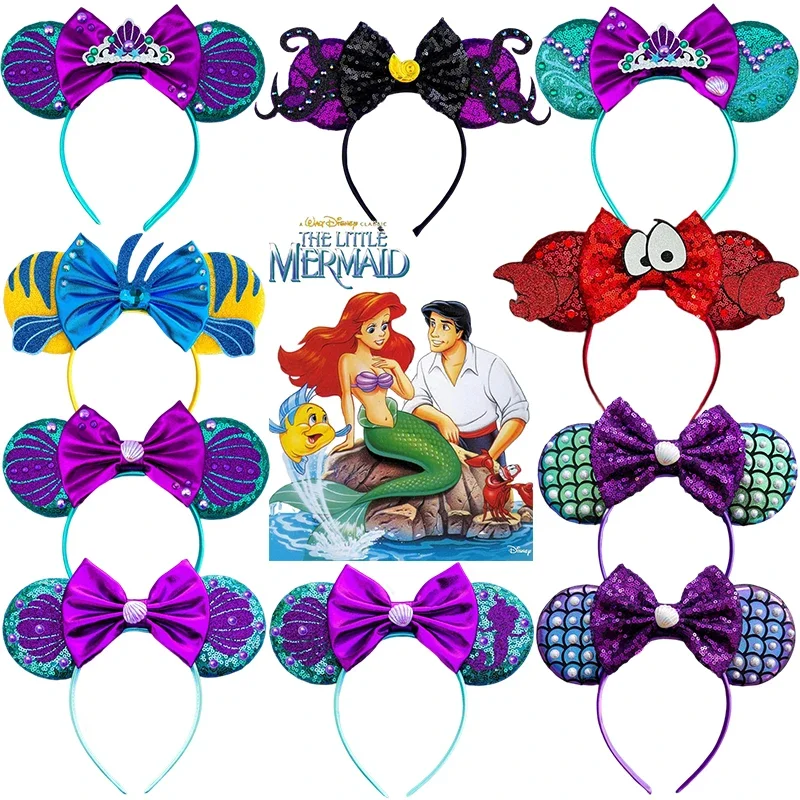 La Sirenetta Fascia per capelli Ragazza Pavimento Accessori per capelli Donna Disney Ariel Fascia per bambini Sebastian Perle Orecchie di conchiglia Copricapo