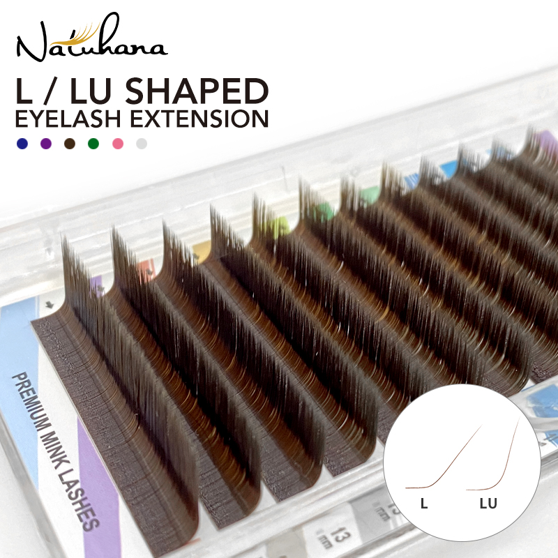 NATUHANA L/LU(M) Curl Auto Fans cils colorés facile ventilateur couleur Extension de cils en forme de L individuel vison cils maquillage