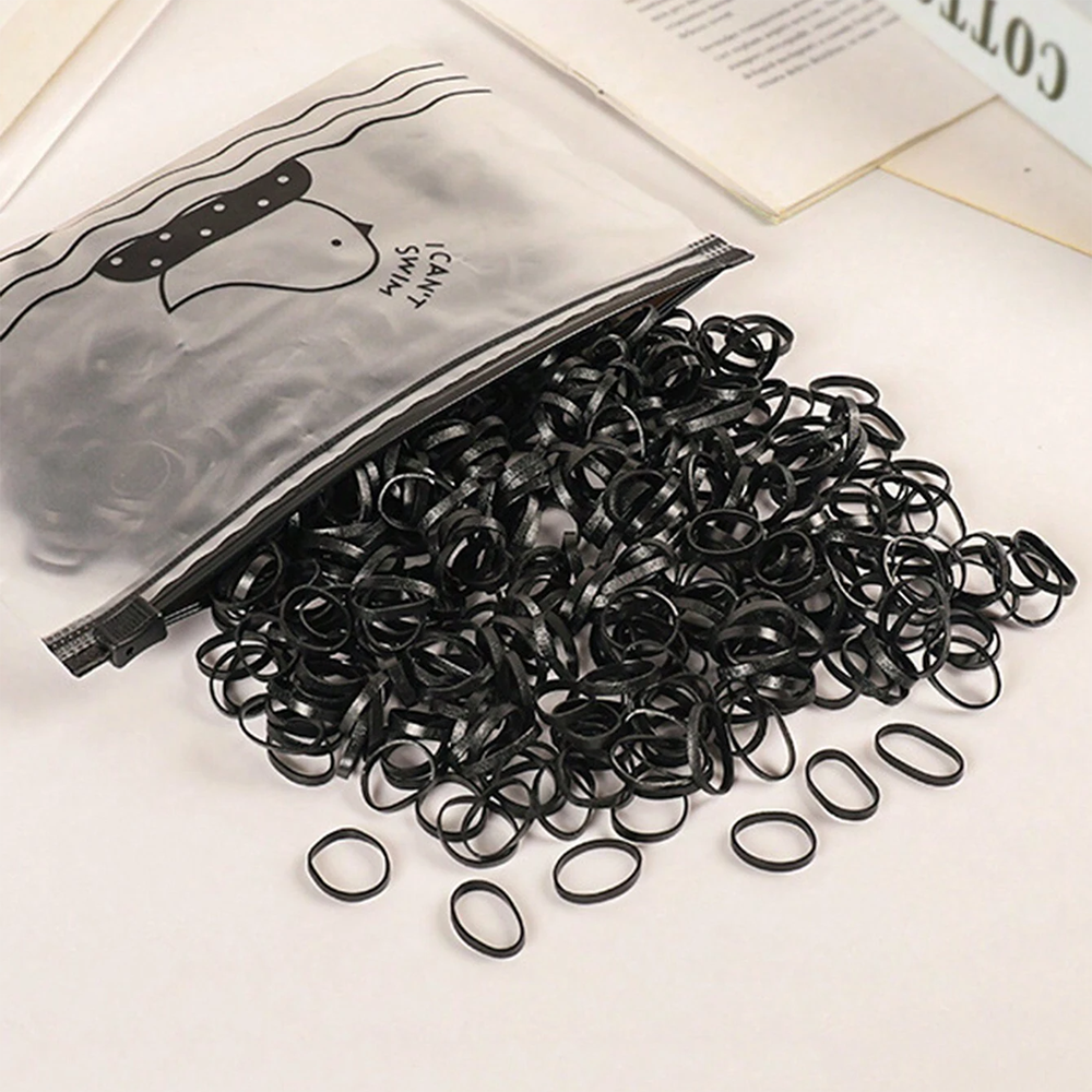 1000 stks/pak Kleur Kinderen Wegwerp Elastiekje Zwart Transparant Hoge Elasticiteit Geen schade aan het haar Haaraccessoires Hoofdband
