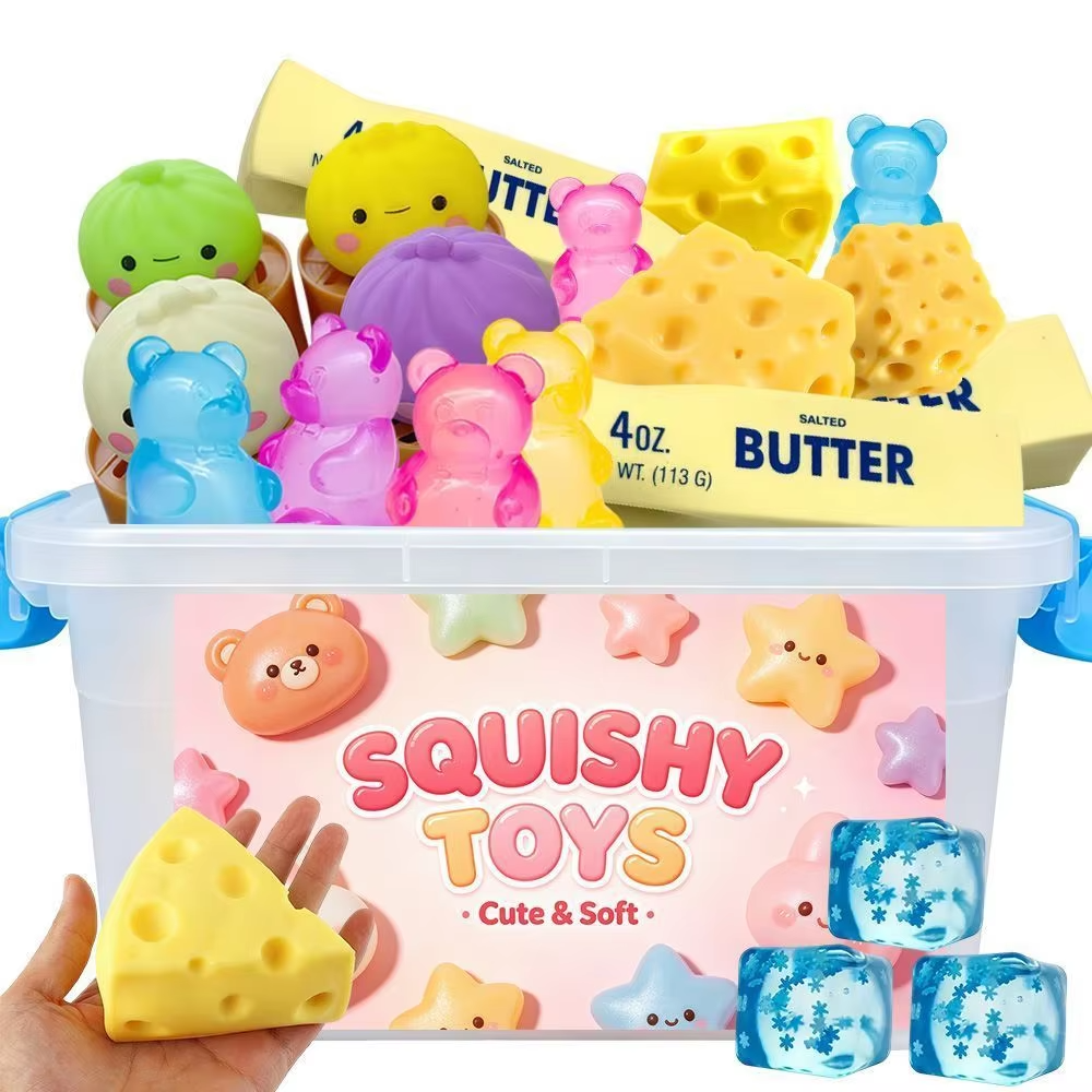 Hot Blind Box Mystery Kawaii Cat Paw Mochi Squishy, Simulated Food Fidget Toy, Cute Squeeze Foot Toy Antistress Stress-Relief