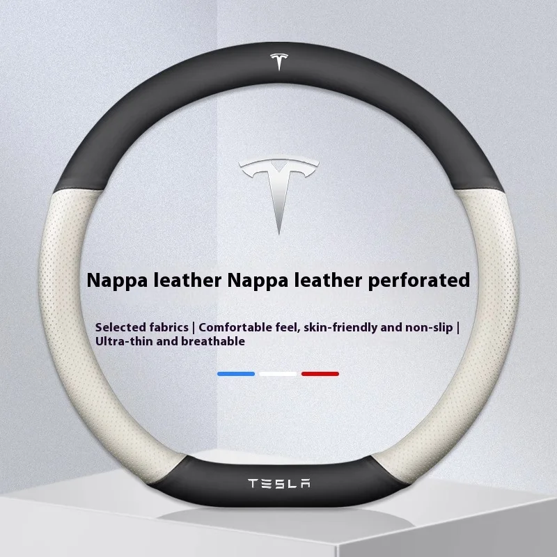 2025 New Suede Anti-slip Breathable Leather Car Steering Wheel Cover Auto Accessories for Tesla Model 3 Y S Model X Roadster