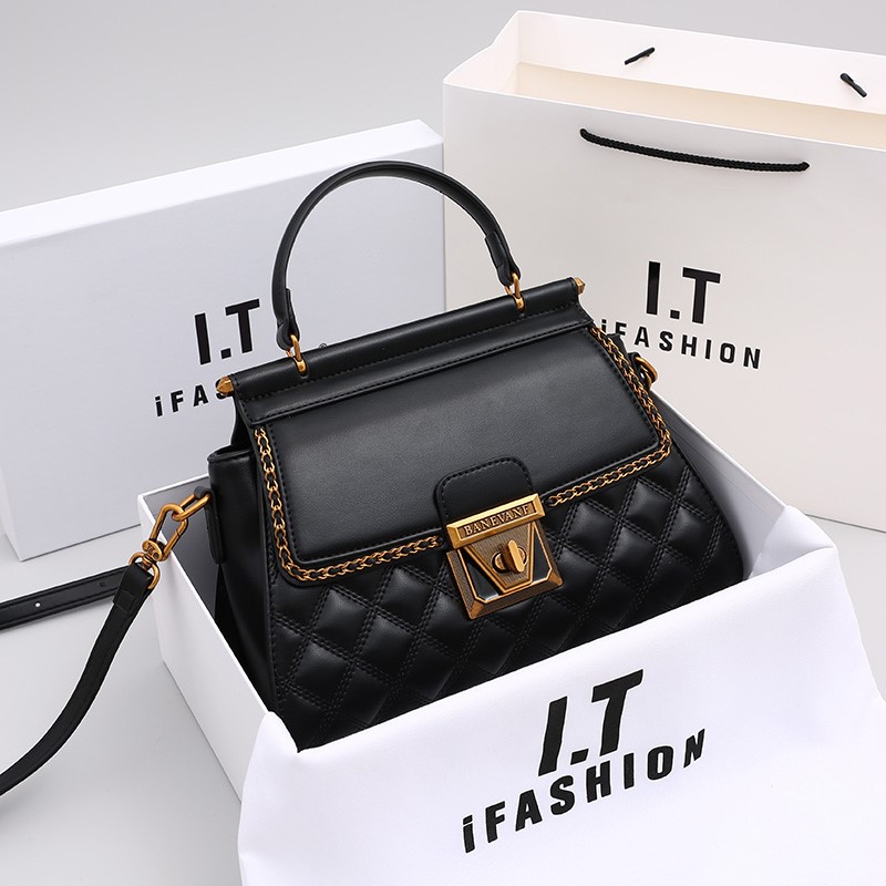 Bolsa Feminina 2024 Nova Coleção Outono/Inverno, Sensação de Luxo, Bolsa Pequena Quadrada com Padrão de Diamante, de Ombro e Transversal