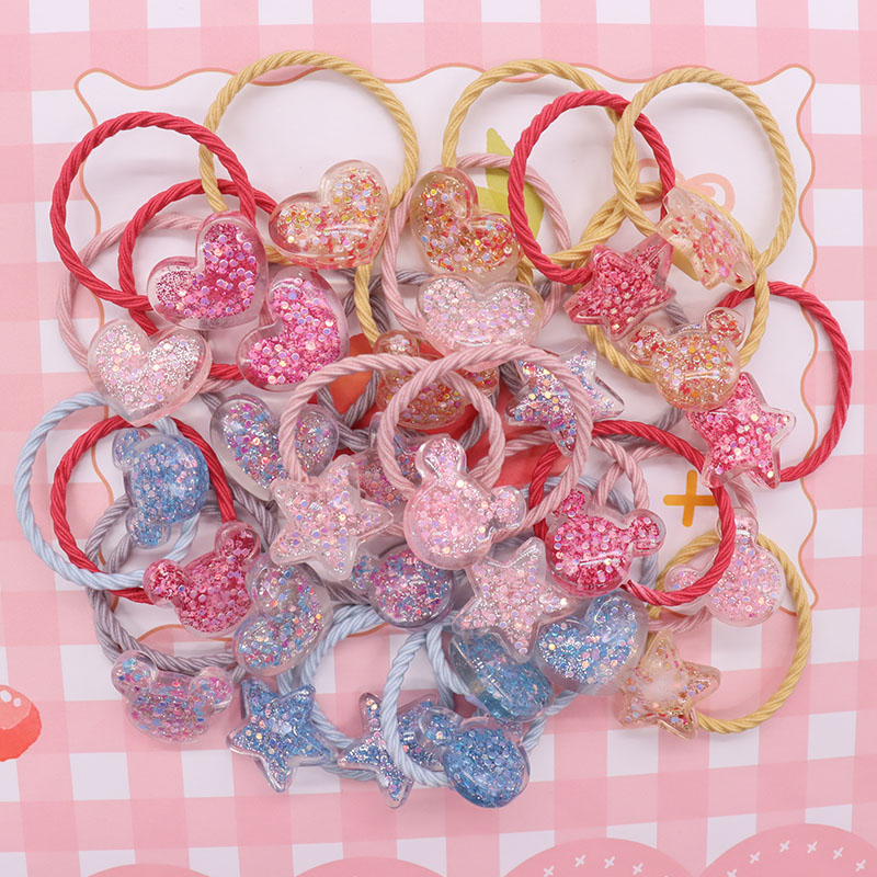 2 stks/set Hars kinderen Elastiekjes Voor Meisje Hoofdband Kid Paardenstaart Houder Chouchou Kleurrijke Liefde Elastiekjes Voor Baby haar
