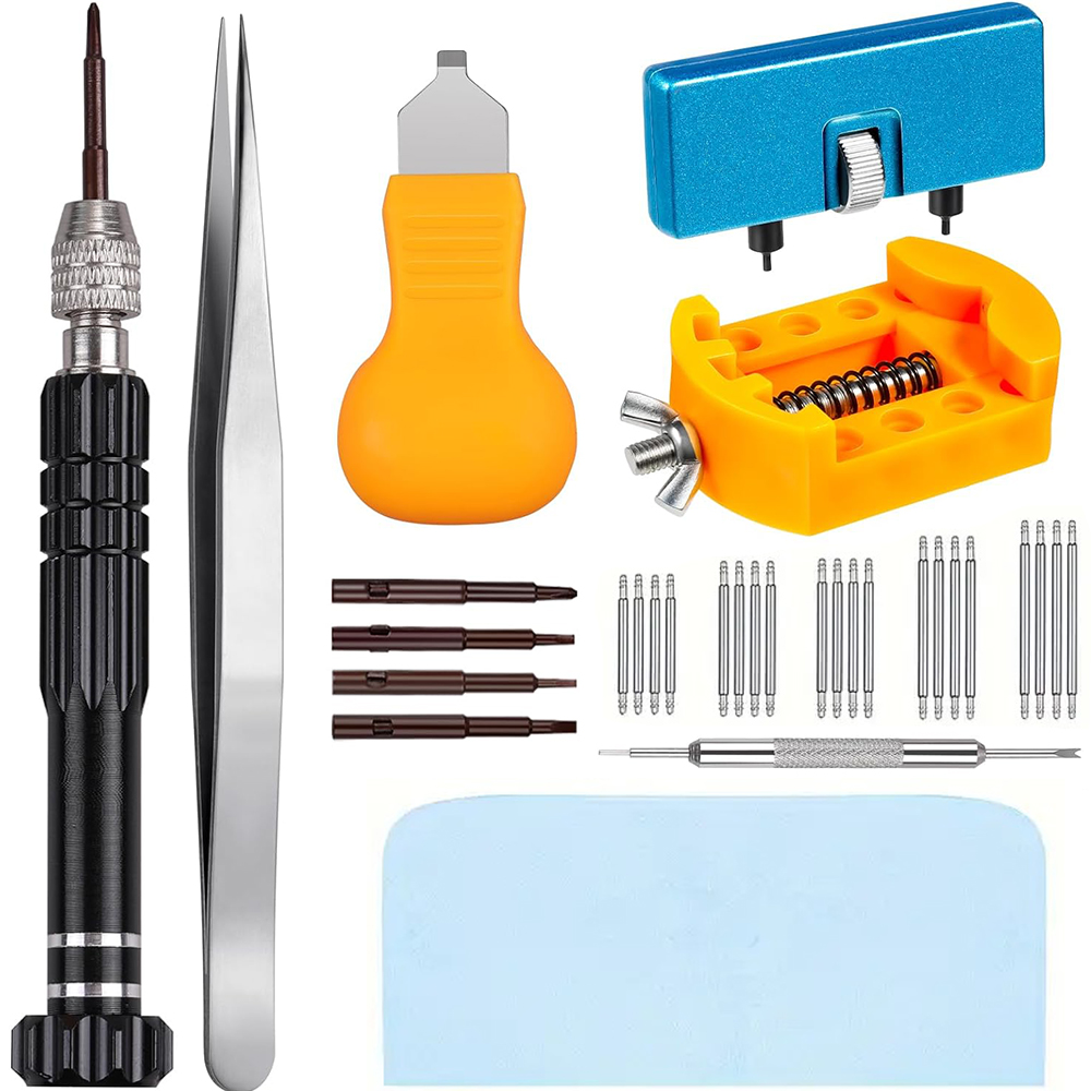 Assista Kit Substituição da Bateria, chave de fenda, Assista Case Opener, Band Holder, Spring Bar, Pinça Ferramenta, 32 pcs