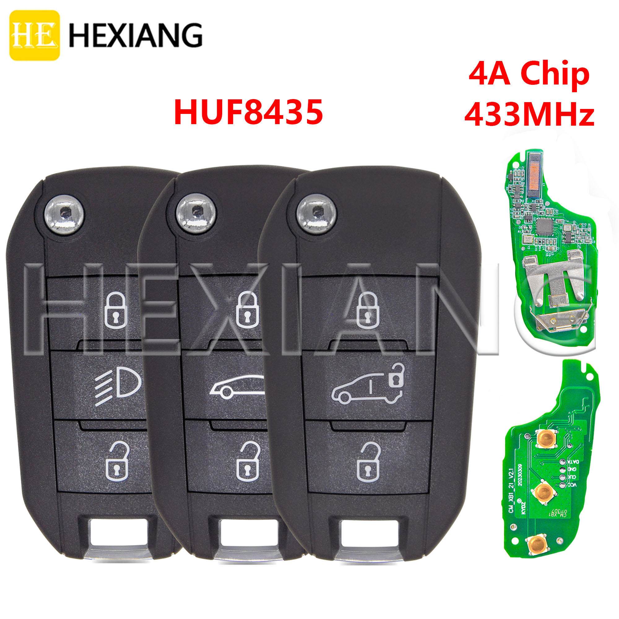 Llave de Control remoto de coche HE 4A Chip 433MHz HUF8435 P/N 98 139 654 77 para Citroen C3 C5 C6 Peugeot 308 4008