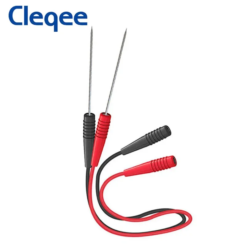 Cleqee P1046 0,7 мм острые прокольные иглы, провода для пирсинга с внутренним пружинным гнездом 2 мм для электронного электрического тестирования