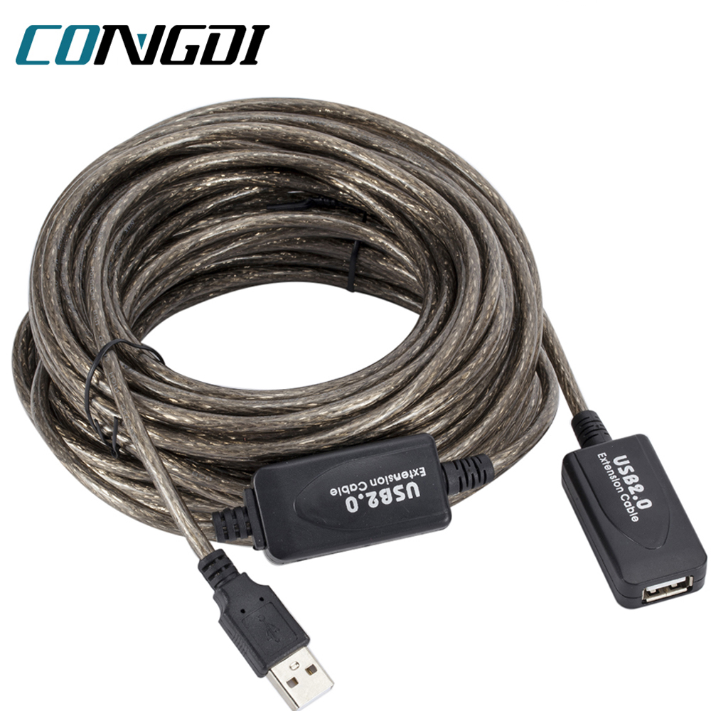 5M/10M/15M USB 2.0 Extension Cable High Speed Active Repeater Male To Female Extension Cord Wire USB Adapter for PC Laptop Mouse