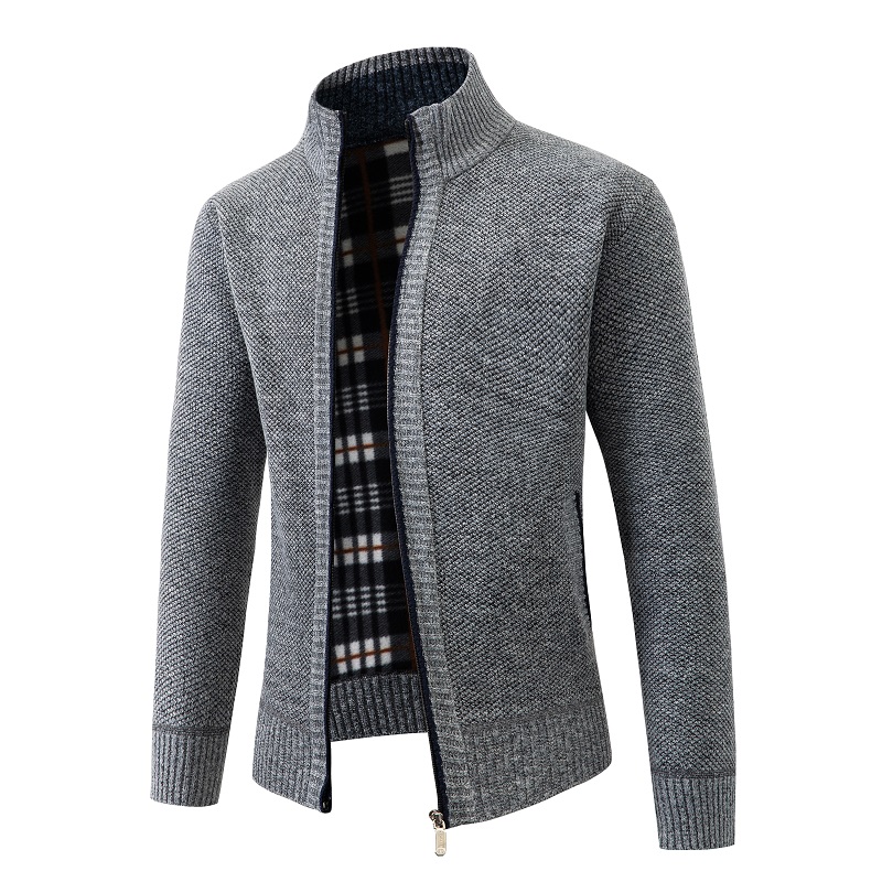 Herfst Winter Gebreide Vest Heren Effen Kleur Opstaande Kraag Slanke Sweatercoat Heren Gebreide Truien Jassen Ritsen Vesten Man