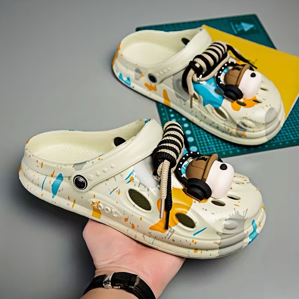 Hoofdtelefoon Hond Cartoon Klompen Dames Heren Antislip Platform Slippers Mode Graffiti Print Zomer Outdoor Sandalen
