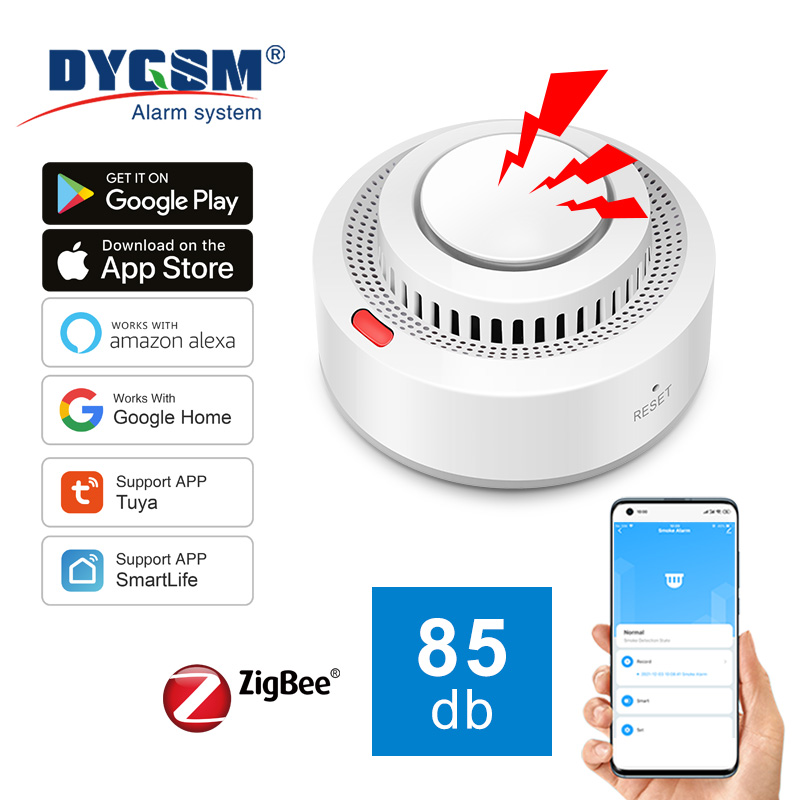 Tuya ZigBee สมาร์ทเครื่องตรวจจับควันป้องกันความปลอดภัย SMOKE ALARM Fire สําหรับ Home Security ระบบผ่าน Smart Life APP
