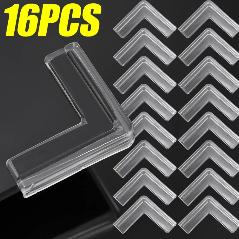 Almohadilla de ángulo Anticolisión de PVC para niños, cubierta de protección de esquina de mesa, transparente, Protector de seguridad anticolisión, 16/1 piezas