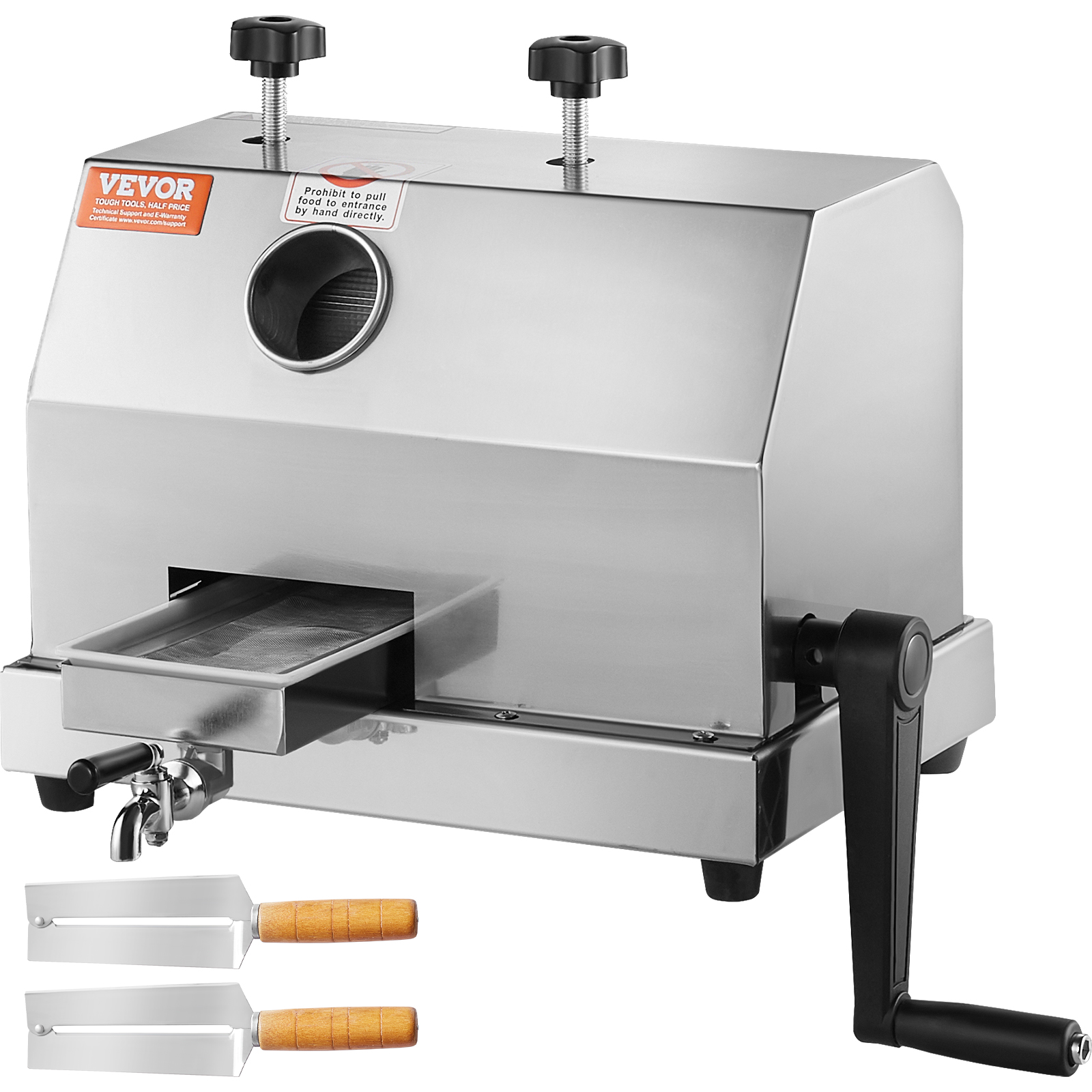 VEVOR Extractor de Caña de Azúcar Manual Exprimidor de Caña de Azúcar 50 kg/h Acero Inoxidable con 3 Rodillos Exprimidor de Cítricos de Entrada Grande para Extracción de Zumo Domésticas y Comerciales