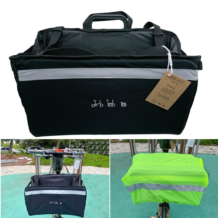 Sacoches de vélo pliantes Bromsilice, panier de pique-nique, sac de rangement avec couvercle étanche, support en aluminium